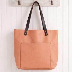 Portland Leather 'Almost Perfect' Leather Tote Bag LG Peach Classic Open Top